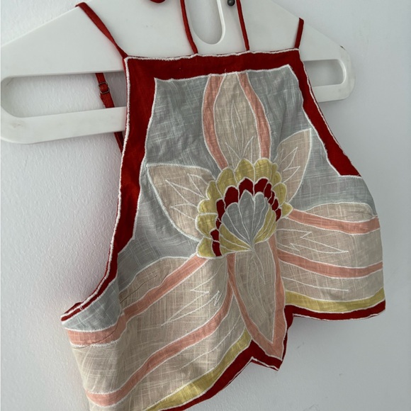 NWOT Free People Lotus Appliqué halter top crop top size M - Picture 2 of 11